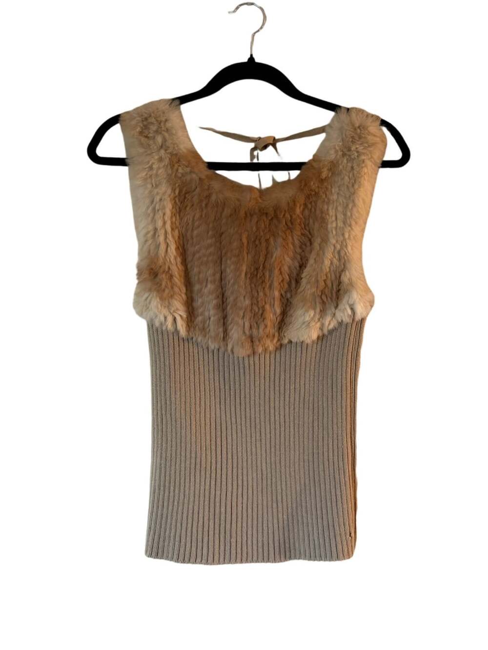 BCBGMAXAZRIA Rabbit Fur and Wool Blend Sleeveless Top - Picture 3 of 4